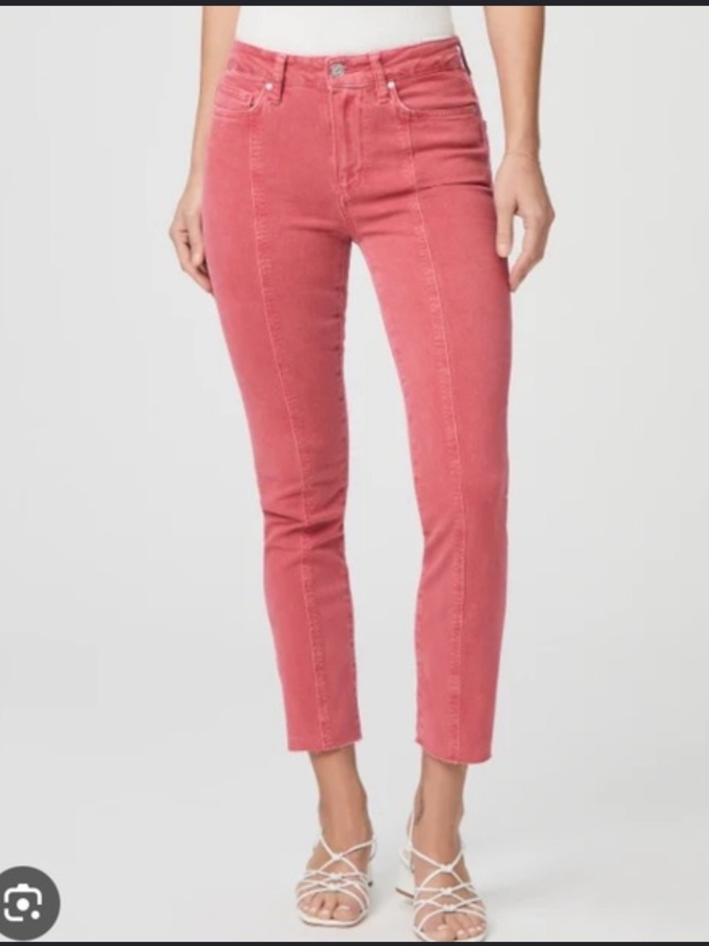 PAIGE Cindy Coral Pink Cropped Ankle Jeans